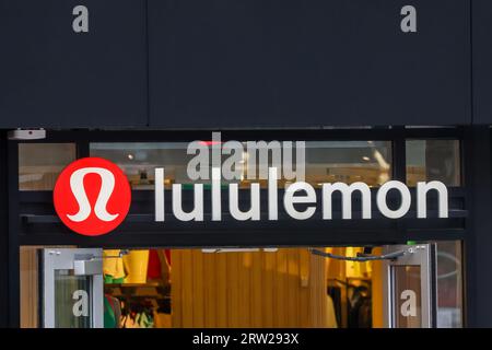 Canadian athletic apparel retailer Lululemon store and logo seen