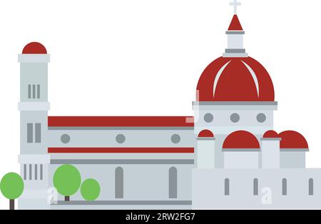 Simple colorful flat drawing of the CATHEDRAL OF SANTA MARIA DEL FIORE, FLORENCE Stock Vector