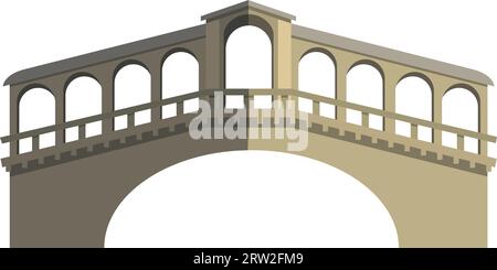Clear-cut pastel flat drawing of the RIALTO BRIDGE, VENICE Stock Vector