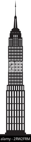 Simple black flat drawing of the EMPIRE STATE BUILDING, NEW YORK CITY Stock Vector