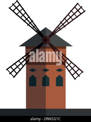 Clear-cut pastel flat drawing of the MOULIN ROUGE, PARIS Stock Vector