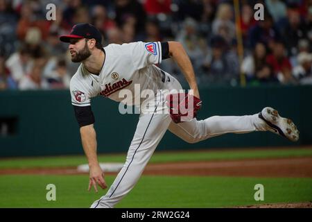 Cleveland Guardians starting pitcher Lucas Giolito delivers against the  Texas Rangers during the seventh inning of a baseball game in Cleveland,  Friday, Sept. 15, 2023. (AP Photo/Phil Long Stock Photo - Alamy