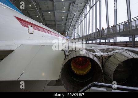 The wing and jet engines of Concorde Stock Photo