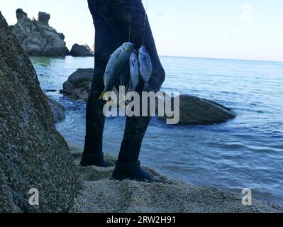 Fisherman is haunting, outdoors activity Stock Photo