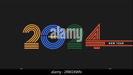 Modern banner for 2024 with linears numbers. Stock Vector