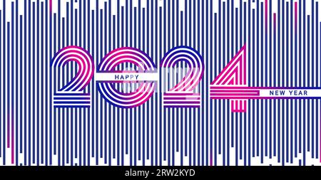 Modern line banner for 2024. Stock Vector