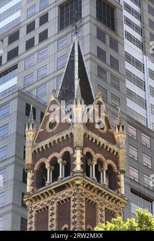 940 Saint Michael's Uniting Church built in Lombardic Romanesque revival style on Collins Street north side. Melbourne-Australia. Stock Photo