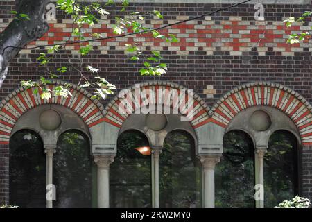 941 South looking facade of the Lombardic Romanesque revival style Saint Michael's Uniting Church, Collins Street. Melbourne-Victoria. Stock Photo