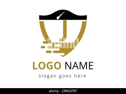 Initial J monogram alphabet with Speed Logo Design. Modern Letter with Speed Logo Design Stock Vector