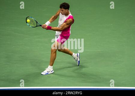 Ben Shelton (USA) competing in the Men's Singles Semi-finals at the 2023 US Open Tennis Stock Photo