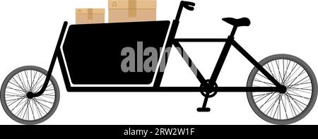 Cargo bike with cardboard boxes clip art. template Mockup. Flat vector illustration Stock Vector