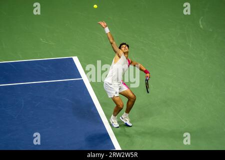 Ben Shelton (USA) competing in the Men's Singles Semi-finals at the 2023 US Open Tennis Stock Photo