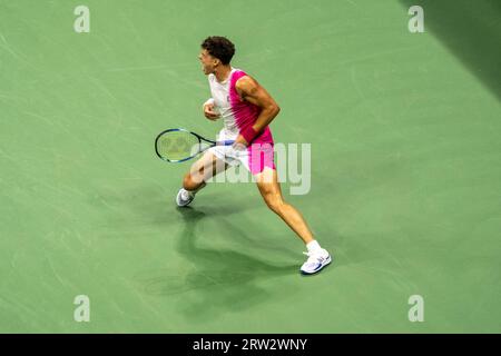 Ben Shelton (USA) competing in the Men's Singles Semi-finals at the 2023 US Open Tennis Stock Photo