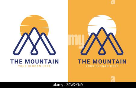 Mountain Outdoor Logo Design Adventure Logotype Mountain Sun Set Stock Vector