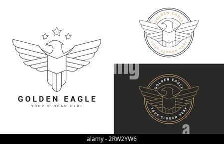Golden Eagle Logo Design Power Symbol Logotype Bird Wings Stock Vector