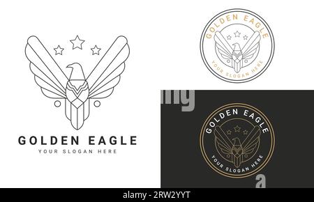 Golden Eagle Logo Design Power Symbol Logotype Bird Wings Stock Vector