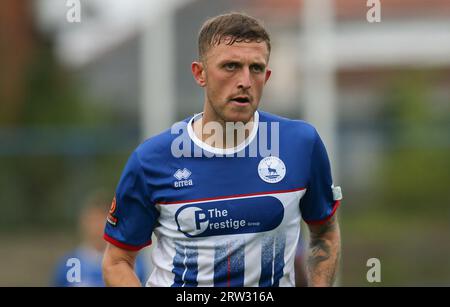 Hartlepool United's Ollie Finney during the Vanarama National League match  between Altrincham and Hartlepool United at Moss Lane, Altrincham on  Tuesday 19th September 2023. (Photo: Scott Llewellyn