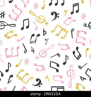 Seamless music notes pattern. Musical background. Stock Vector