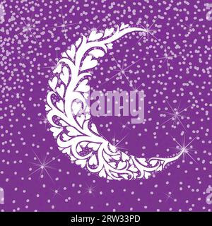 Ramadan Mubarak Kareem. Abstract moon made from patterns object. Vector illustration Stock Vector