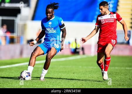 Peterborough, UK. 16th Sep 2023. Peter Kioso (30 Peterborough United) Passes the ball during the Sky Bet League 1 match between Peterborough and Leyton Orient at London Road, Peterborough on Saturday 16th September 2023. (Photo: Kevin Hodgson | MI News) Credit: MI News & Sport /Alamy Live News Stock Photo