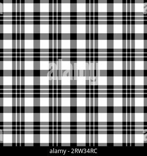 Background check tartan of seamless textile texture with a pattern plaid vector fabric in gray and white colors. Stock Vector
