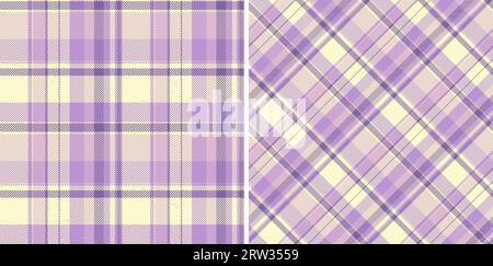 Texture background check of plaid vector textile with a pattern fabric tartan seamless set in kids colors. Stock Vector