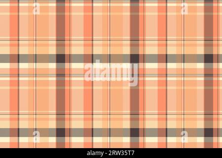 Fabric texture seamless of vector tartan textile with a pattern plaid background check in orange and light colors. Stock Vector