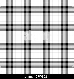Check seamless texture of pattern plaid fabric with a vector tartan textile background in gray and white colors. Stock Vector