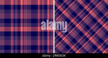 Textile vector texture of background check pattern with a seamless fabric tartan plaid set in halloween colors. Stock Vector