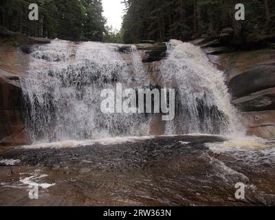 Mumlava waterfall (Krkonoše National Park, Harrachov, Jablonec nad Nisou District, Liberec Region, Czech Republic) Stock Photo