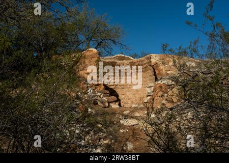 Limestone Kiln Remains In Saquaro National Park on blue sky day Stock Photo