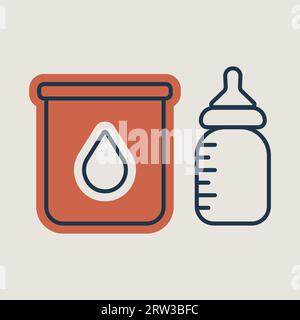 Powdered milk icon logo sign vector outline in black and white color ...