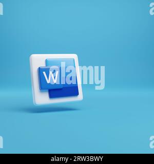 Buenos Aires, Argentina; September 16th 2023: Three-dimensional icon of Microsoft Word. 3d illustration. Stock Photo