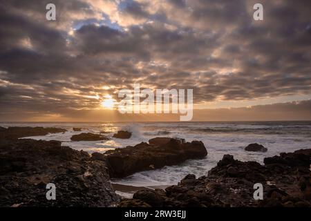 Sunset at Yachats on the central Oregon coast. Stock Photo