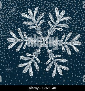Ice crystal. Isolated element. Abstract one big snowflake. Vector illustration Stock Vector