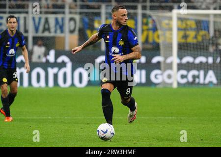 Milan, Italy. 16th Sep 2023. Marko Arnautovic (FC Inter) during the Italian championship Serie A football match between FC Internazionale and AC Milan on September 16, 2023 at Giuseppe Meazza stadium in Milan, Italy. Credit: Luca Rossini/E-Mage/Alamy Live News Stock Photo