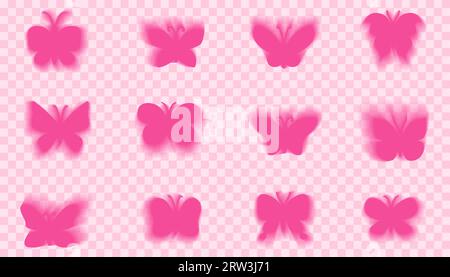 y2k aura aesthetic background. White butterflys on pink background. Soft  pastel girly graphic illustration with 2000s vibe. Can be used as wallpaper  Stock Vector Image & Art - Alamy