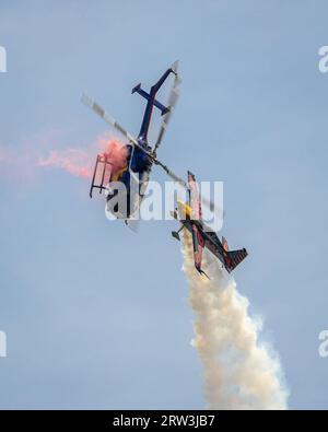 The amazing stunts at the beach. Stock Photo