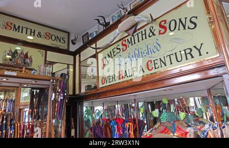 James Smith & Sons umbrellas, established 1830, Hazelwood House, 53 New Oxford St, London, WC1A 1BL Stock Photo