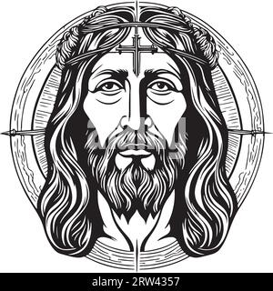 Fantastical lovely Jesus Christ emblem vector art Stock Vector