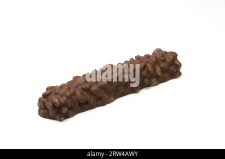 Vanilla cream wafer coated with caramel, crispy rice and chocolate Stock Photo