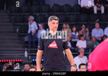 Rome, Italy. 16th Sep, 2023. Andrea Giani, the Head Coach of France during the match between France and Slovenia at the Men's Eurovolley 2023 Final Round Bronze Medal Match. Slovenia national team wins the Bronze Medal Match against France with a score 2-3 Credit: SOPA Images Limited/Alamy Live News Stock Photo