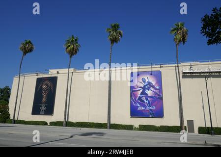 Burbank, California, USA 14th September 2023 The Nun 2 and Blue Beetle Billboards at Warner Bros. Studios on September 14, 2023 in Burbank, California, USA. Photo by Barry King/Alamy Stock Photo Stock Photo