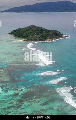 Aerial view of Ile Ronde near Praslin, Seychelles Stock Photo