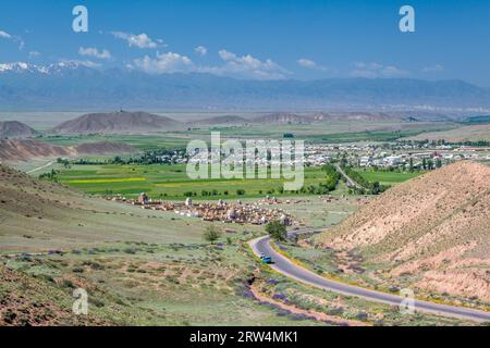 Muslim cemetery in mountains of Kyrgyzstan, Central Asia Stock Photo