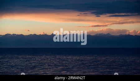 Panorama of Issyk-Kul lake in Kirgizia Stock Photo