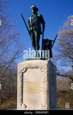 Minute Man statue at North Bridge, Minute Man National Historic Park, Massachusetts Stock Photo