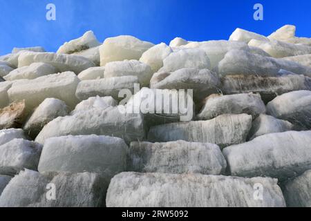 The ice is piled up in an ice cellar, North China Stock Photo