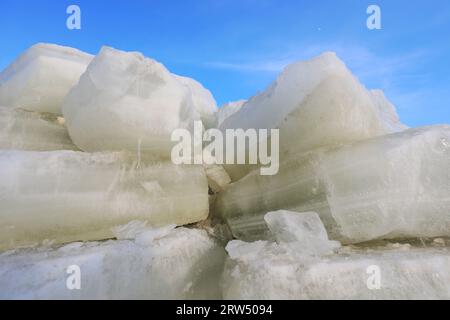 The ice is piled up in an ice cellar, North China Stock Photo
