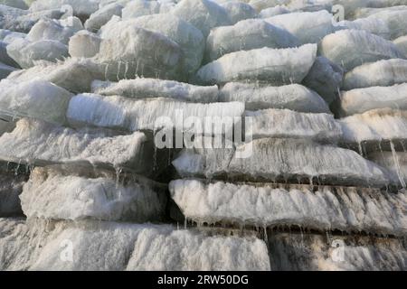 The ice is piled up in an ice cellar, North China Stock Photo
